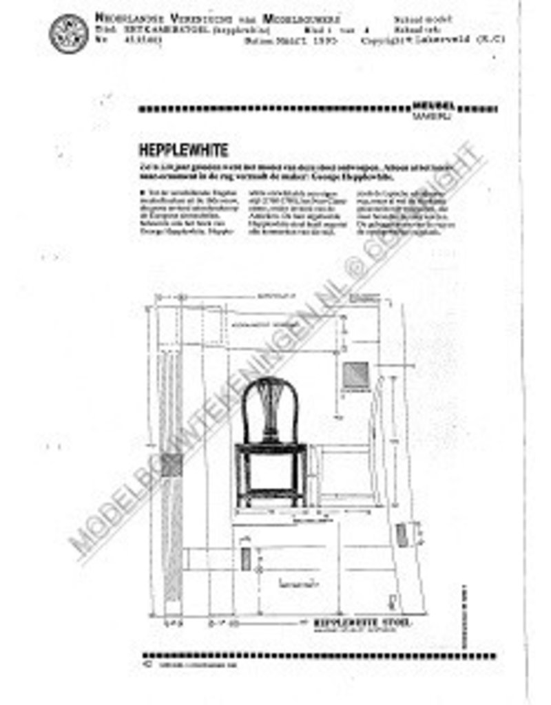 MBT eetkamerstoel, Hepplewhite - Bouwtekening Schaal 1 : N/A (45.35.003)