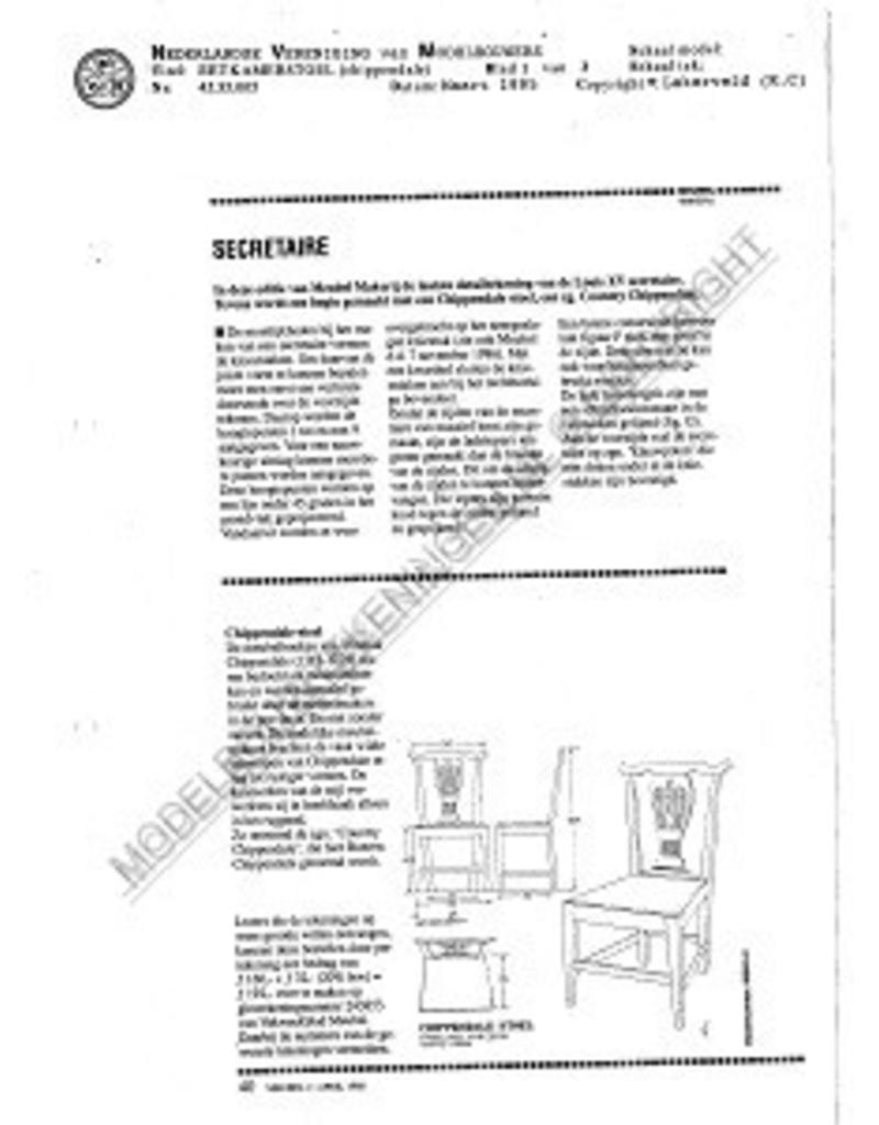 MBT Chippendale eetkamerstoel - Bouwtekening Schaal 1 : N/A (45.35.005)