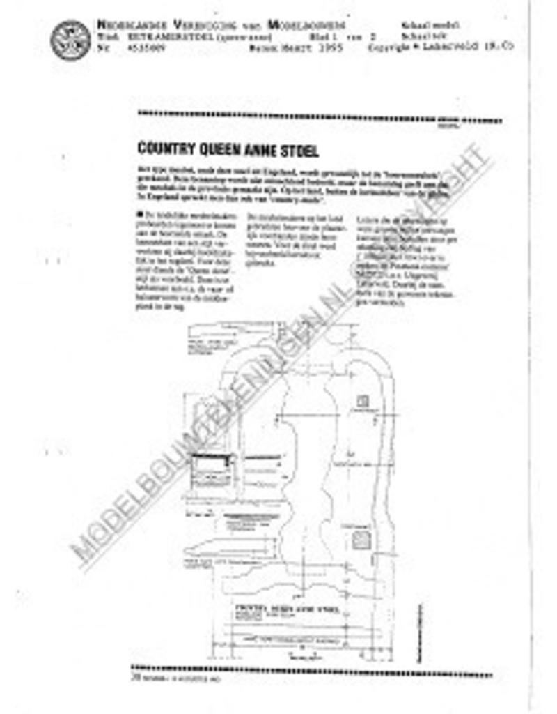 MBT Queen Anne eetkamerstoel - Bouwtekening Schaal 1 : N/A (45.35.009)