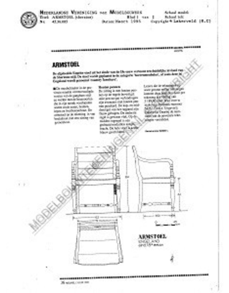 MBT "Sheraton" armstoel - Bouwtekening Schaal 1 : N/A (45.36.005)