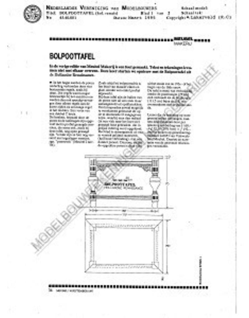 MBT Holländischer Renaissance Kugelfußtisch - Bauzeichnung Maßstab 1 : N/A (45.40.001)