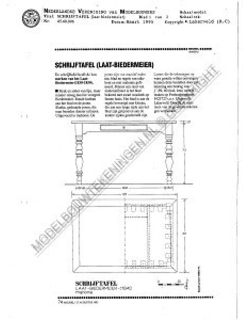 MBT Laat-Biedermeier schrijftafel - Bouwtekening Schaal 1 : N/A (45.40.006)