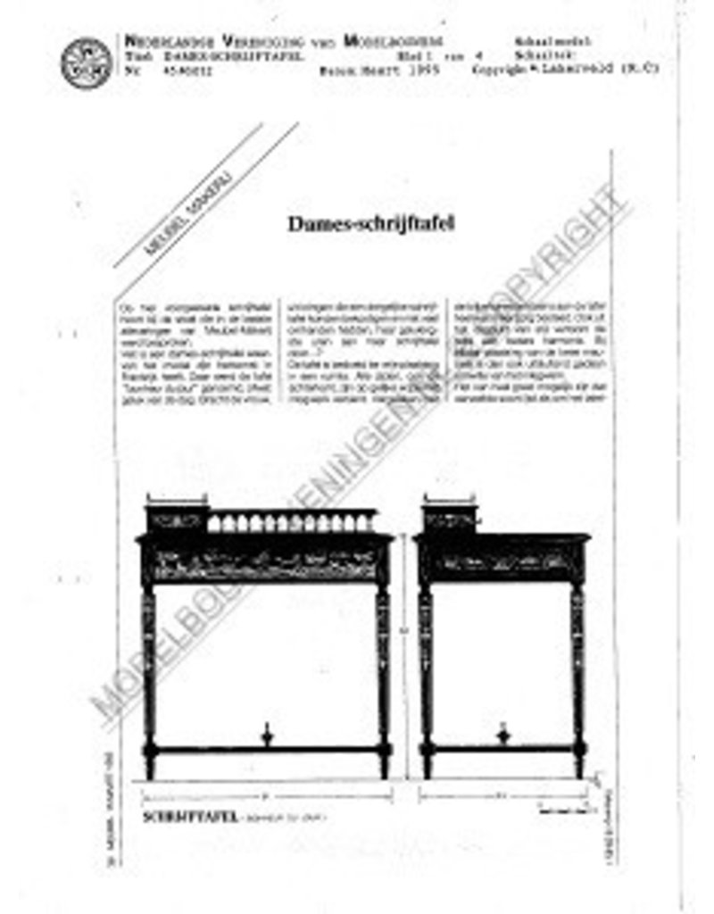 MBT dames schrijftafel - Bouwtekening Schaal 1 : N/A (45.40.012)