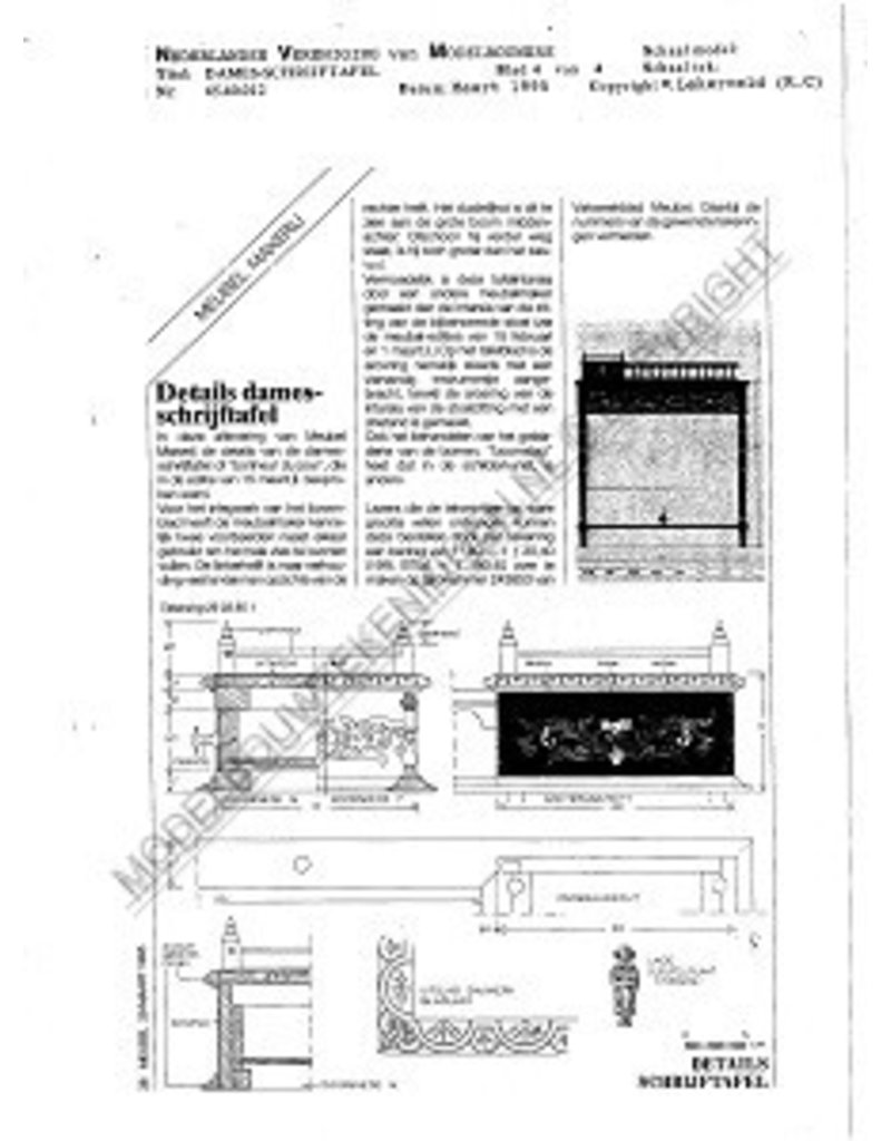 MBT dames schrijftafel - Bouwtekening Schaal 1 : N/A (45.40.012)