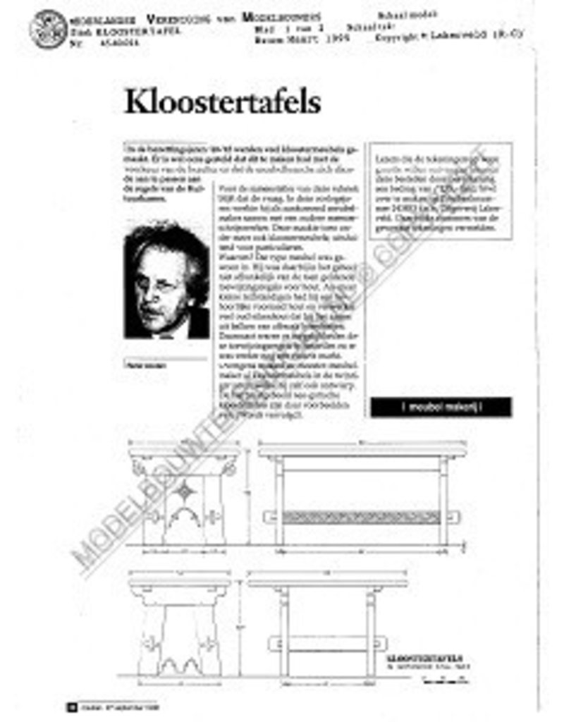 MBT Kloostertafel - Bouwtekening Schaal 1 : N/A (45.40.014)
