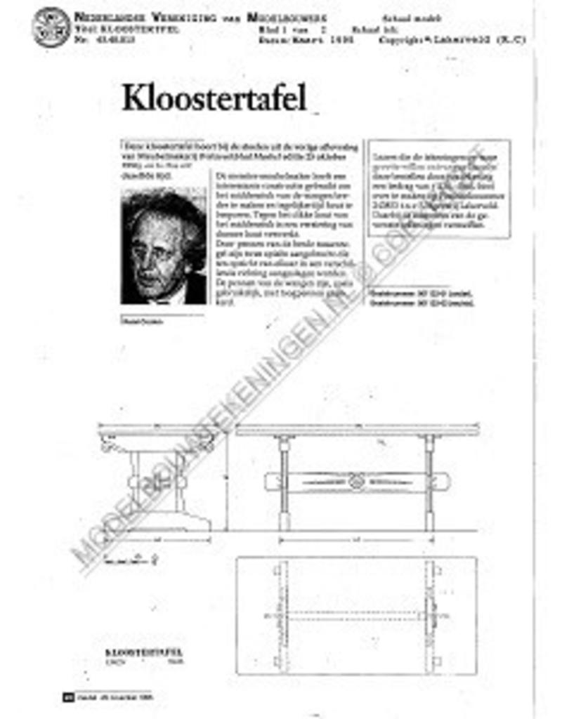 MBT Klostertisch - Bauzeichnung Maßstab 1 : N/A (45.40.015)