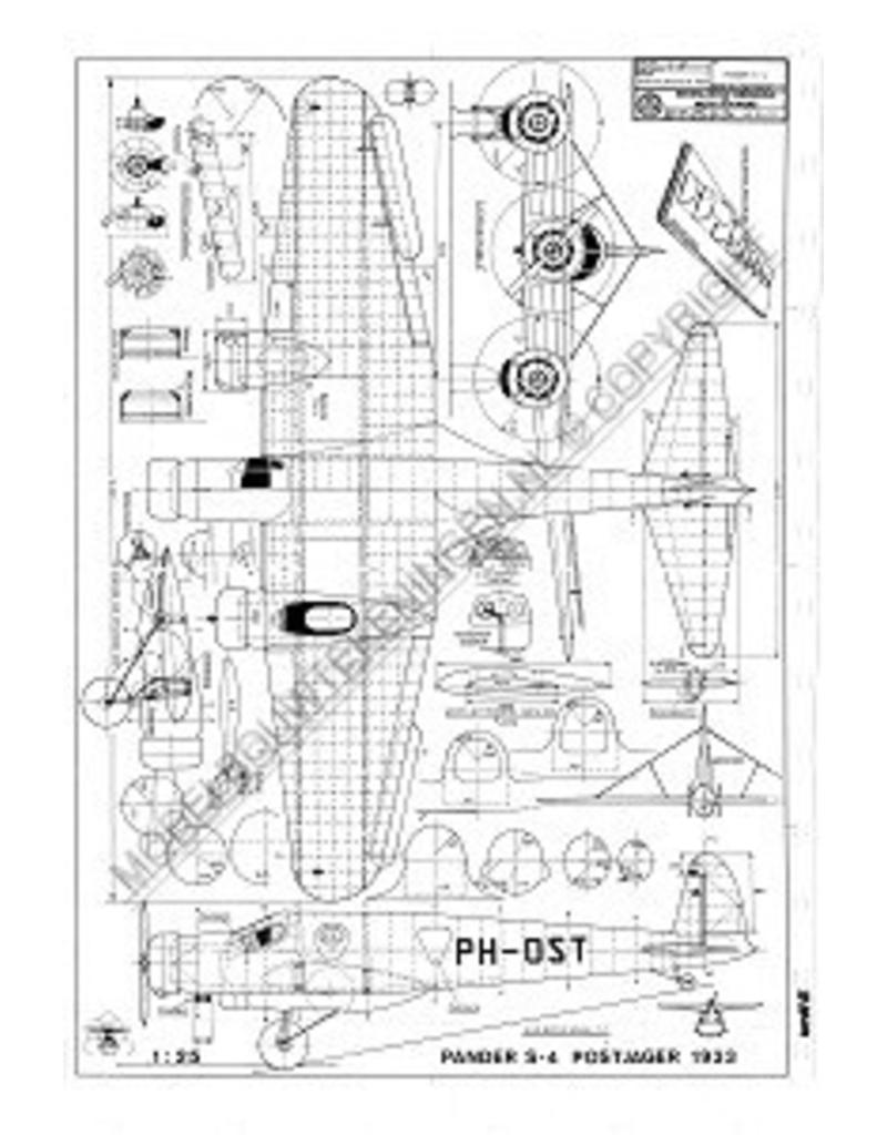 MBT Pander S-4 Postjager (1933) - Bouwtekening Schaal 1 : 35 (50.00.011)