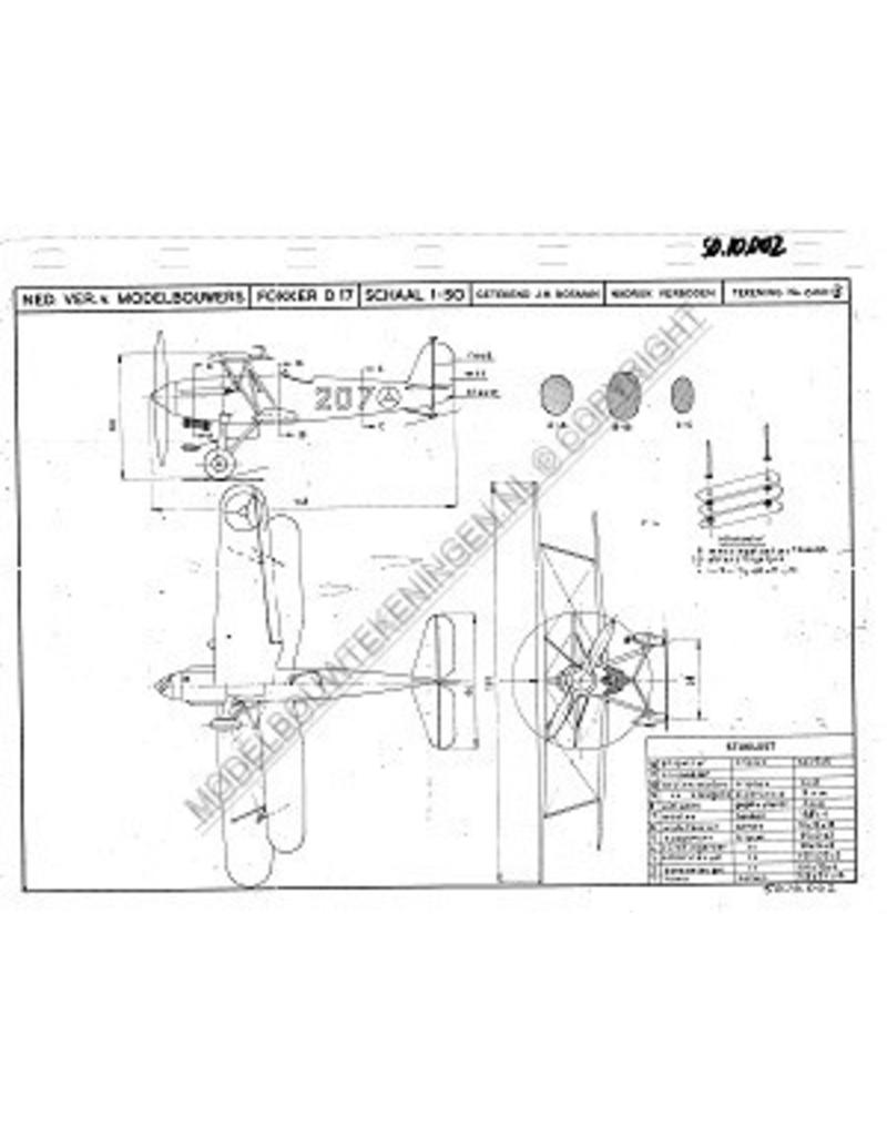 MBT Fokker D17 - Bauzeichnung Maßstab 1 : 50 (50.10.002)
