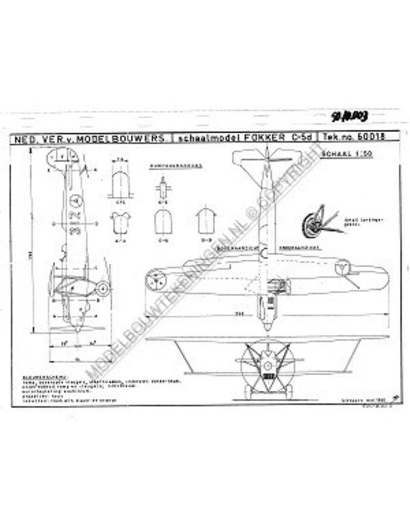 MBT Fokker C5D - Bouwtekening Schaal 1 : 50 (50.10.003)