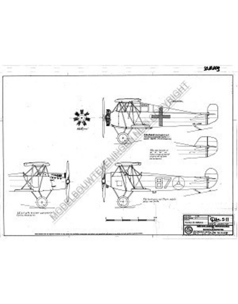 MBT Fokker S11 militärisches Schulflugzeug - Bauzeichnung Maßstab 1 : 25 (50.10.009)