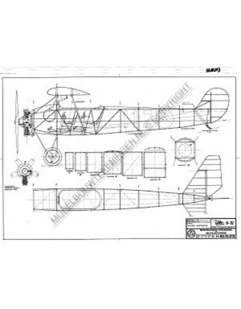 MBT Fokker S-IV, Schulflugzeug - Bauzeichnung Maßstab 1 : 16 (50.10.013)