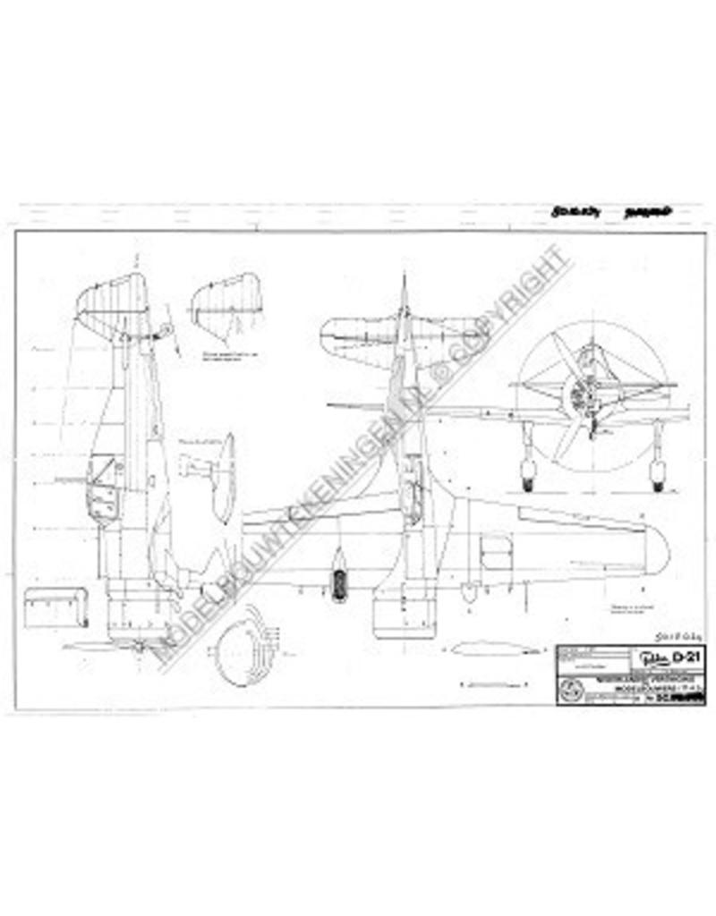 MBT Fokker D21 - Bauzeichnung Maßstab 1 : 25 (50.10.024)