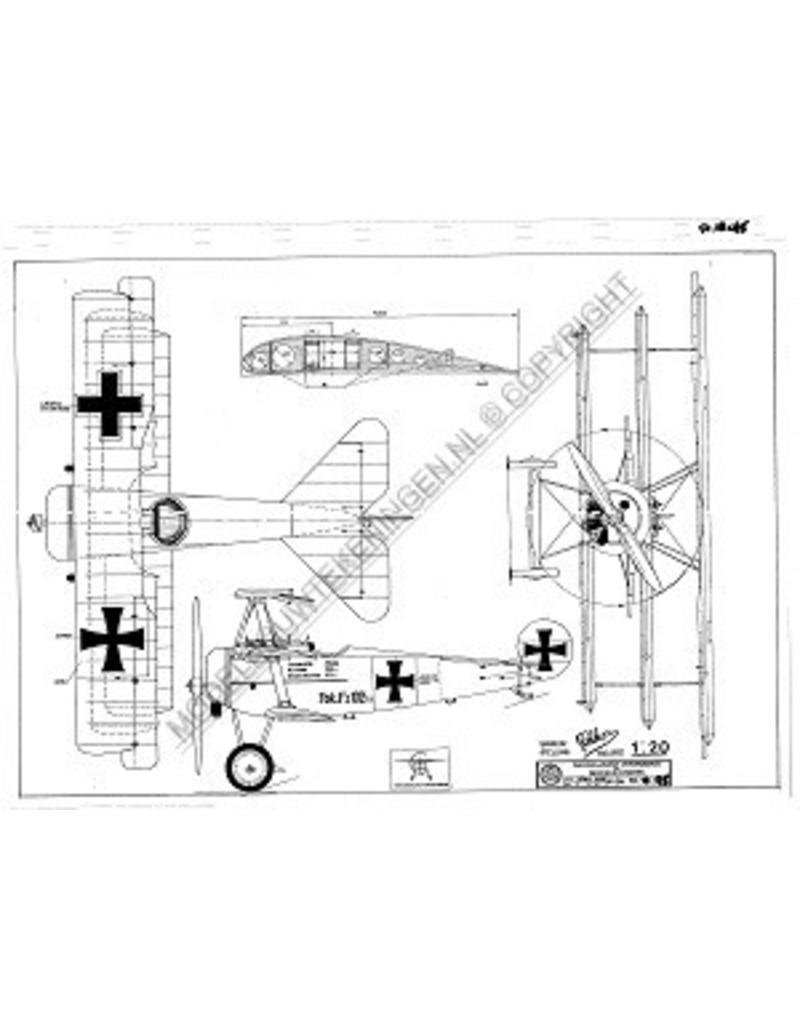 MBT Fokker DR1- driedekker (1917) - Bouwtekening Schaal 1 : 10 (50.10.025)