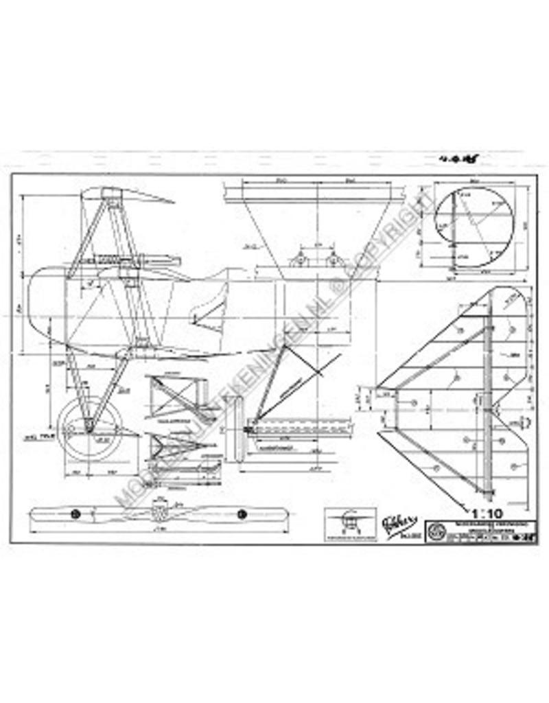 MBT Fokker DR1- driedekker (1917) - Bouwtekening Schaal 1 : 10 (50.10.025)