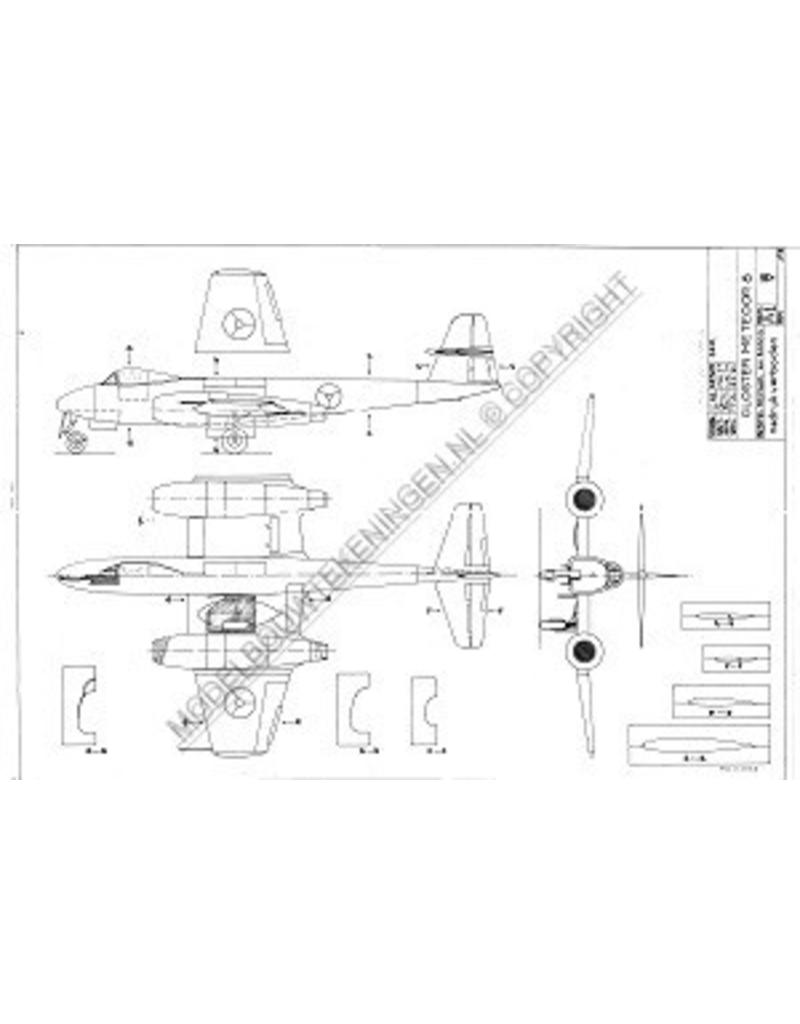 MBT Gloster Meteor MK-8 - Bauzeichnung Maßstab 1 : 40 (50.11.003)