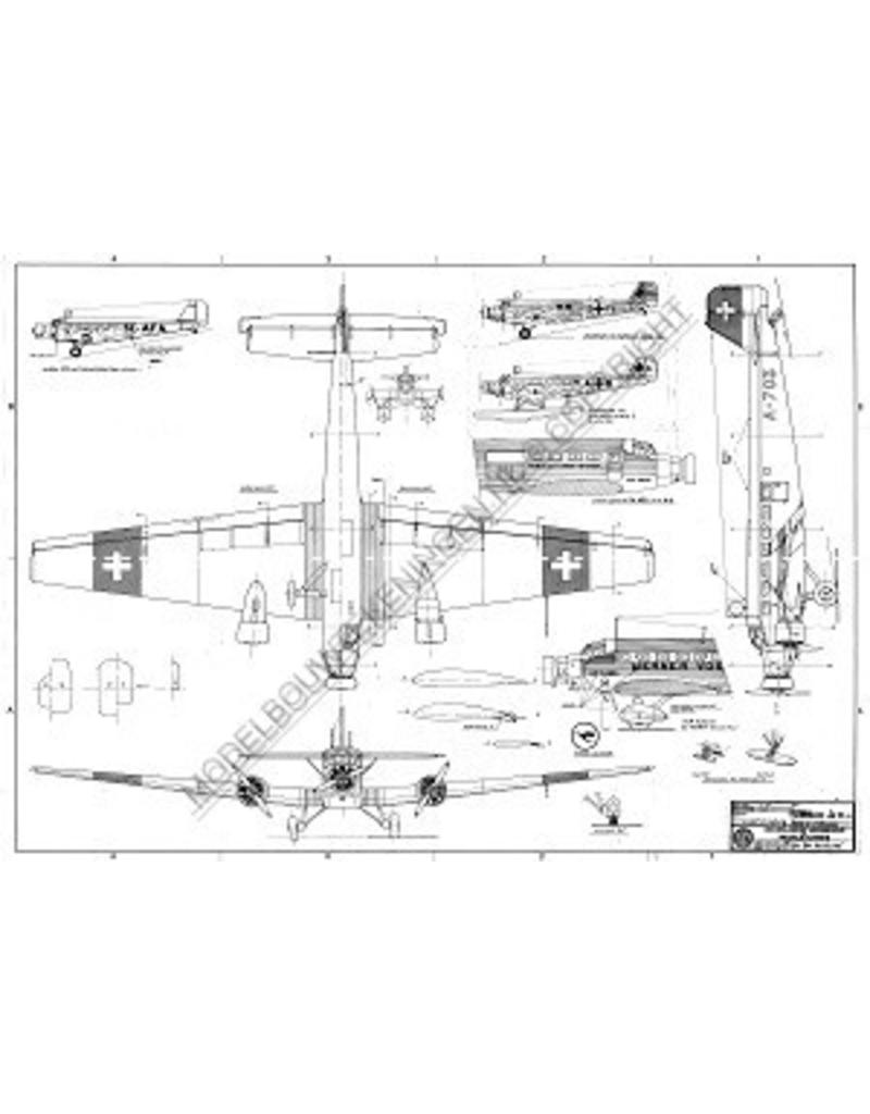 MBT Junkers Ju-52 3m Transportflugzeug - Bauzeichnung Maßstab 1 : 48 (50.13.005)