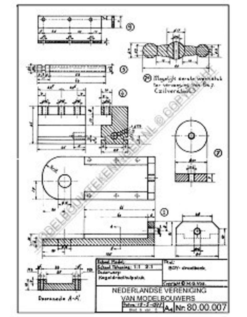 MBT Hulpmiddelen voor Boy-draaibank - Bouwtekening Schaal 1 : XX (80.00.007)