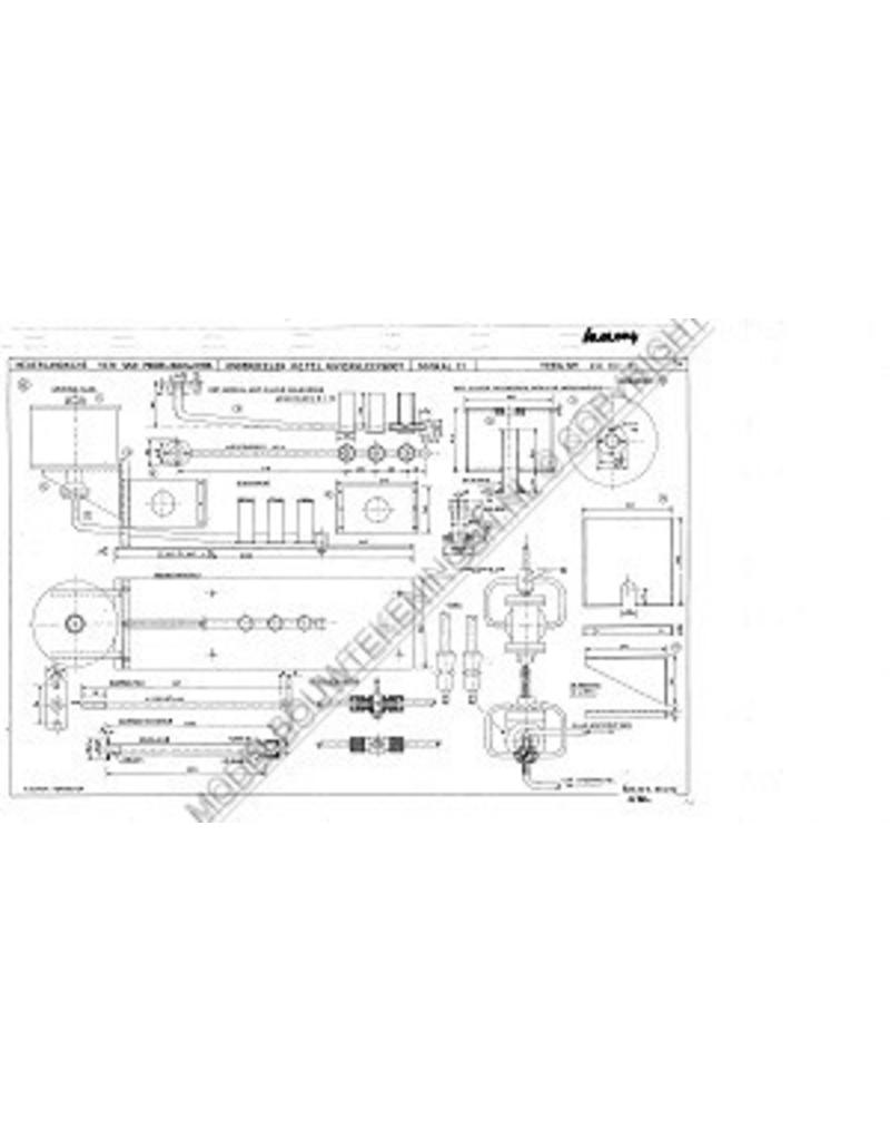 MBT Dubbelwerkende oscillerende stoommachine incl horiz. ketel - Bouwtekening Schaal 1 : N/A (60.01.004)