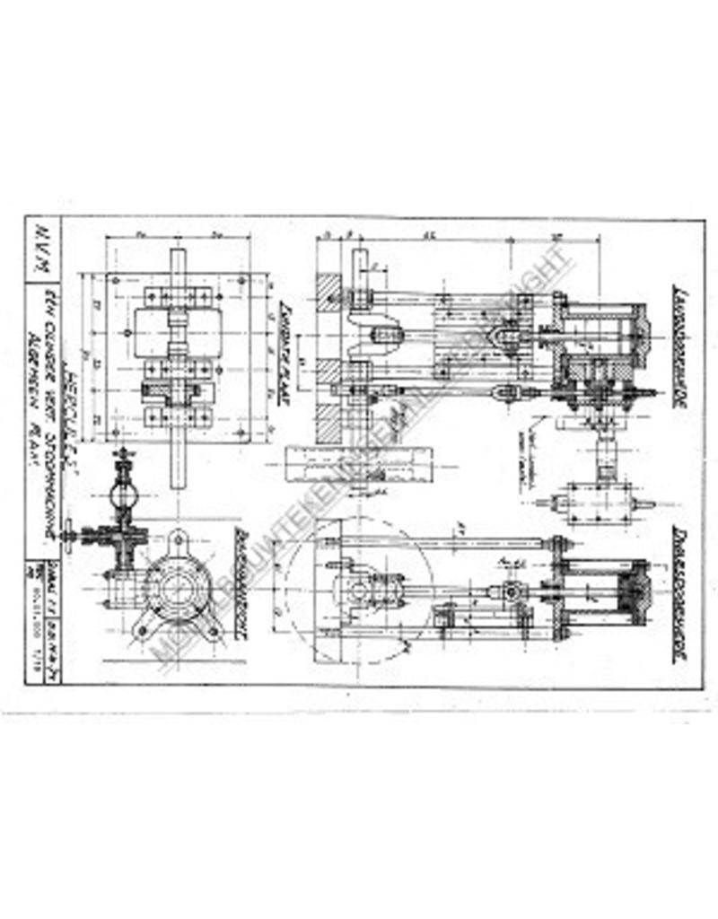 MBT Dampfanlage, stehende 1- und 2-Zylindermaschine mit Kessel und Hilfsausrüstung - Bauzeichnung Maßstab 1 : N/A (60.01.008)