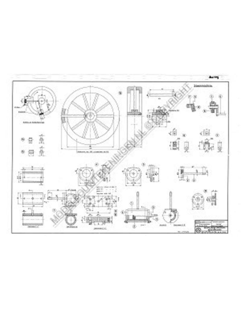 MBT Dubbelwerkende oscillerende stoommachine voor raderboot - Bouwtekening Schaal 1 : N/A (60.01.009)