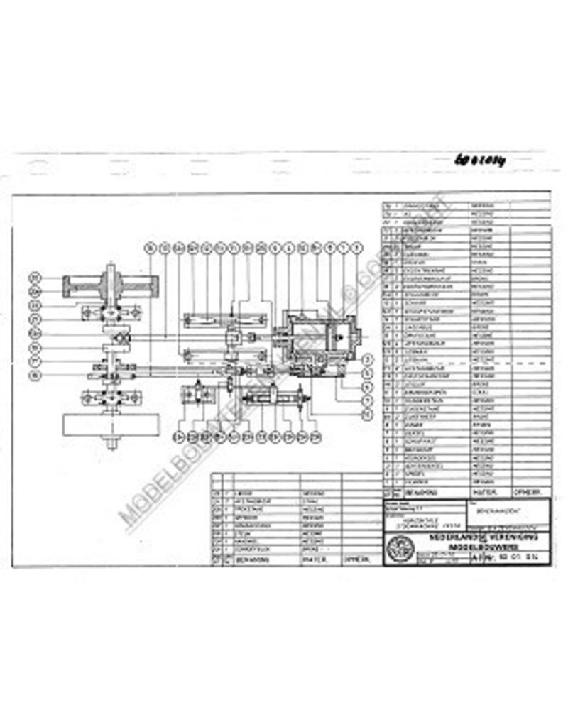 MBT Horizontale stoommachine Vesta - Bouwtekening Schaal 1 : N/A (60.01.014)