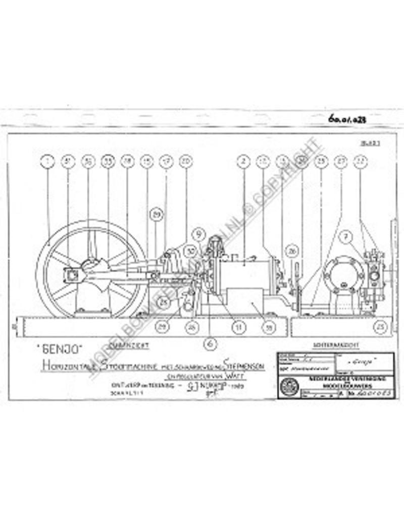 MBT Horizontale stoommach. Genjo - Bouwtekening Schaal 1 : N/A (60.01.023)