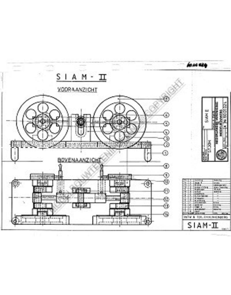 MBT Siam II, horizontale stoommachine - Bouwtekening Schaal 1 : N/A (60.01.024)