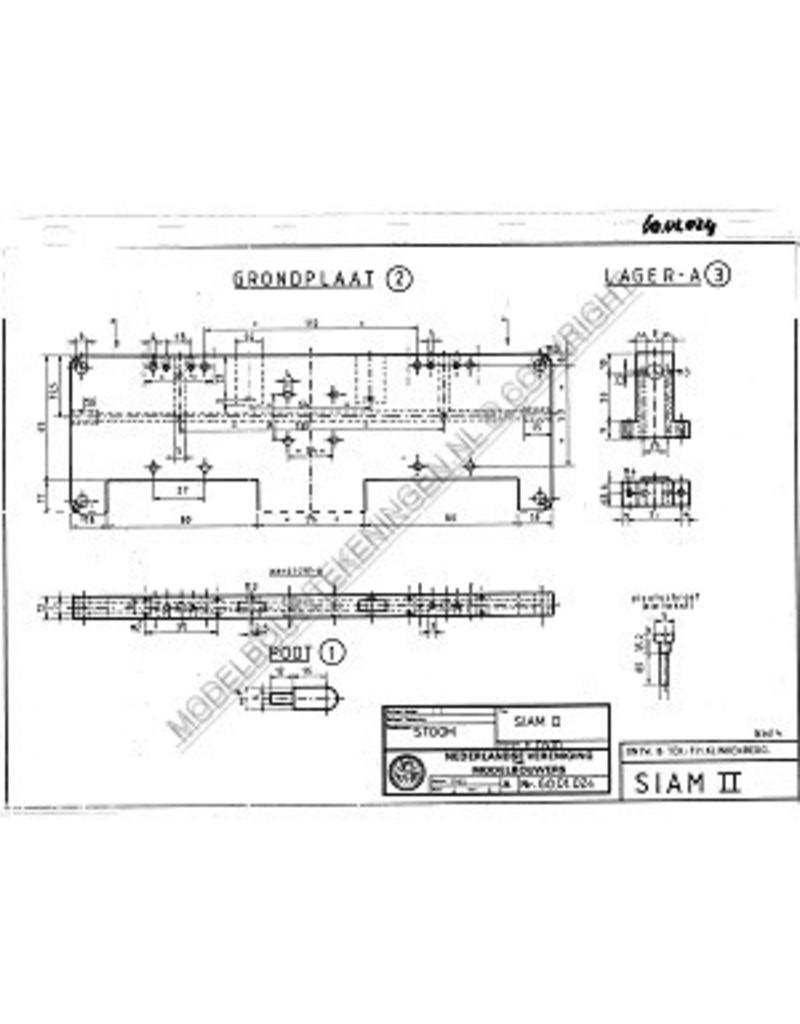 MBT Siam II, horizontale stoommachine - Bouwtekening Schaal 1 : N/A (60.01.024)
