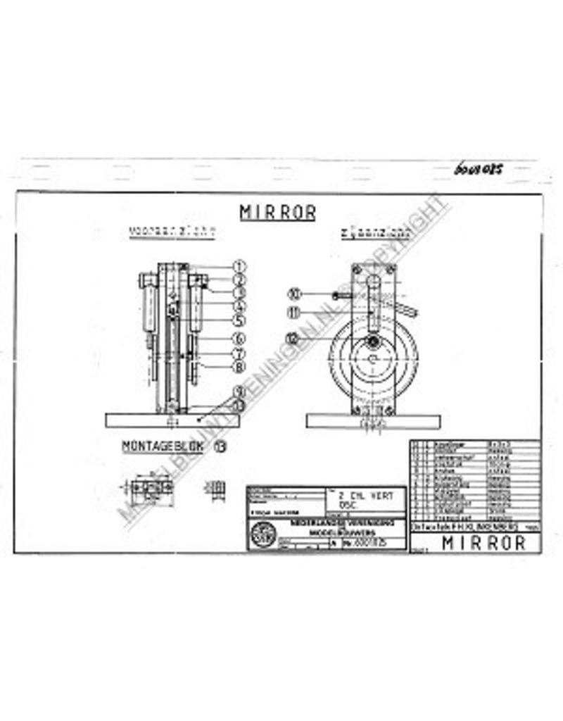MBT Mirror, vertikale 2 Zyl. oszillierende Dampfmaschine - Bauzeichnung Maßstab 1 : N/A (60.01.025)