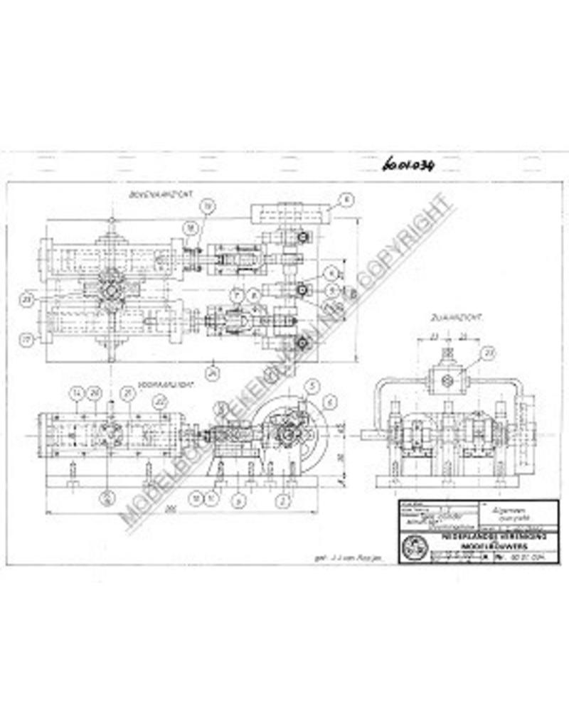 MBT tweecilinder schuifloze stoommachine - Bouwtekening Schaal 1 : N/A (60.01.034)