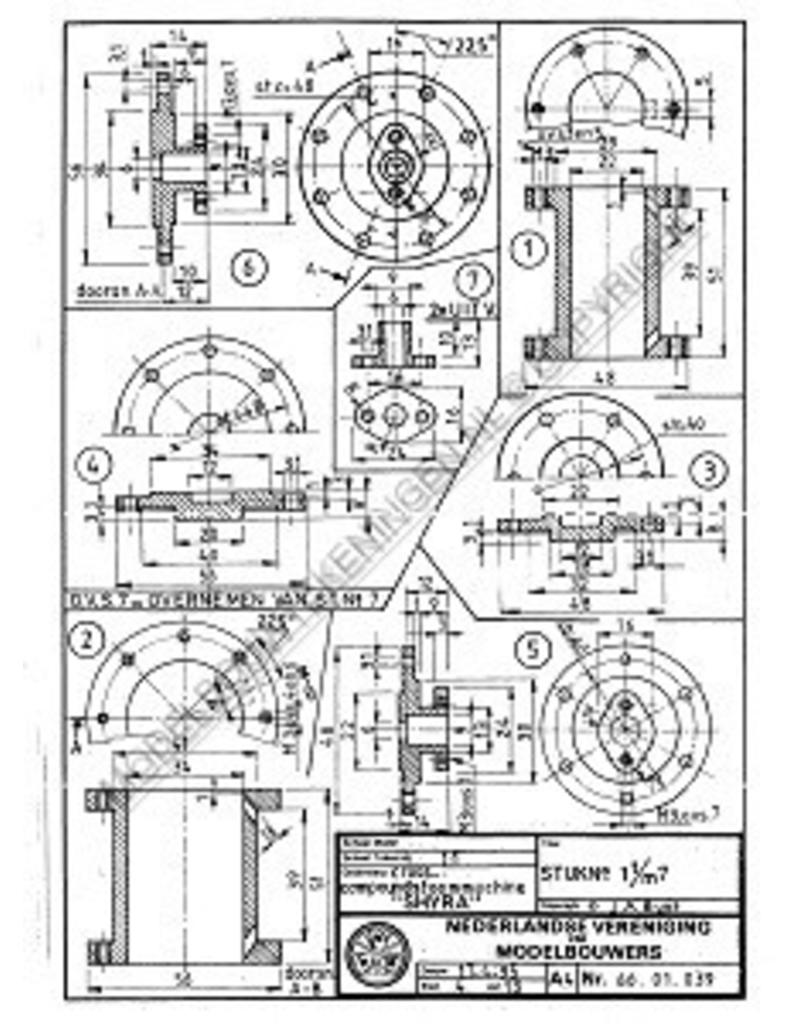 MBT Kreuzverbund-Dampfmaschine "Shyra" - Konstruktionszeichnung Maßstab 1 : N/A (60.01.039)