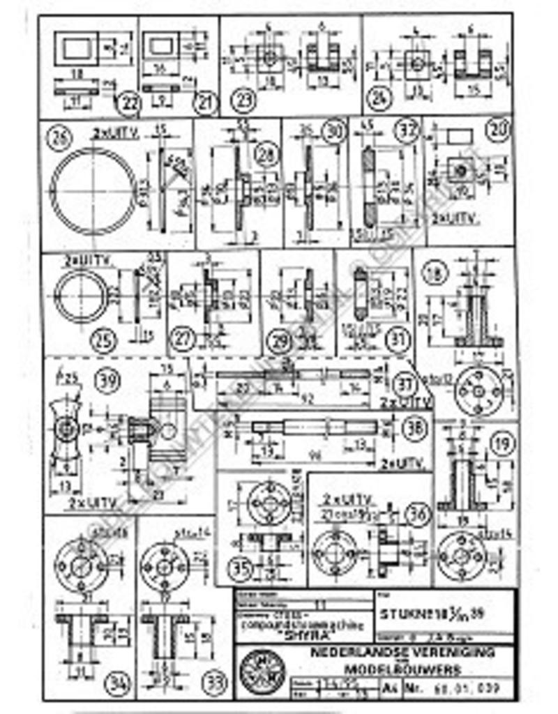 MBT Kreuzverbund-Dampfmaschine "Shyra" - Konstruktionszeichnung Maßstab 1 : N/A (60.01.039)