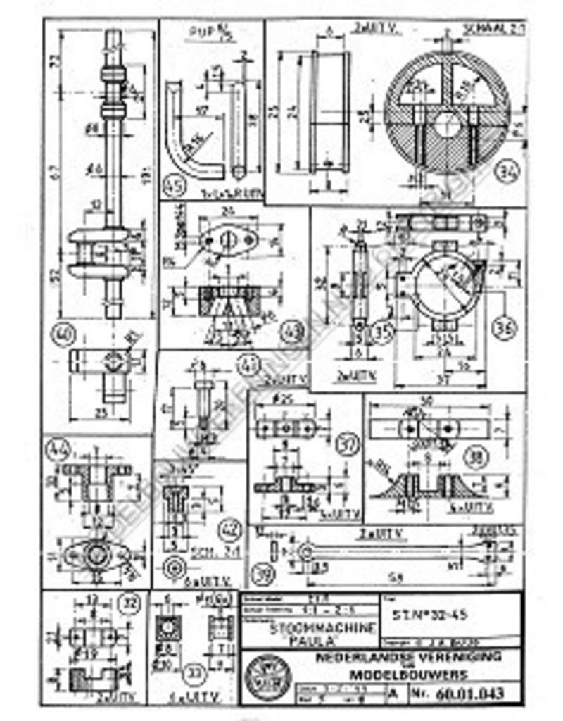 MBT 2-Zylinder vertikale Dampfmaschine "Paula" - Bauzeichnung Maßstab 1 : N/A (60.01.043)