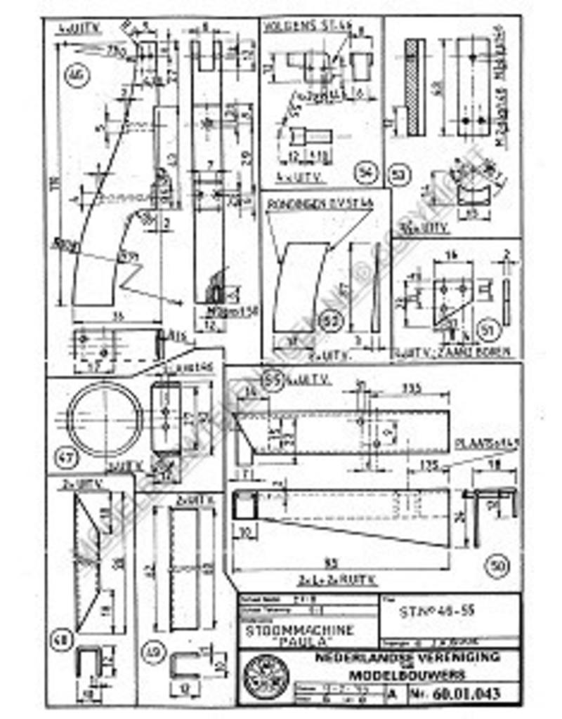 MBT 2-cilinder verticale stoommachine "Paula" - Bouwtekening Schaal 1 : N/A (60.01.043)