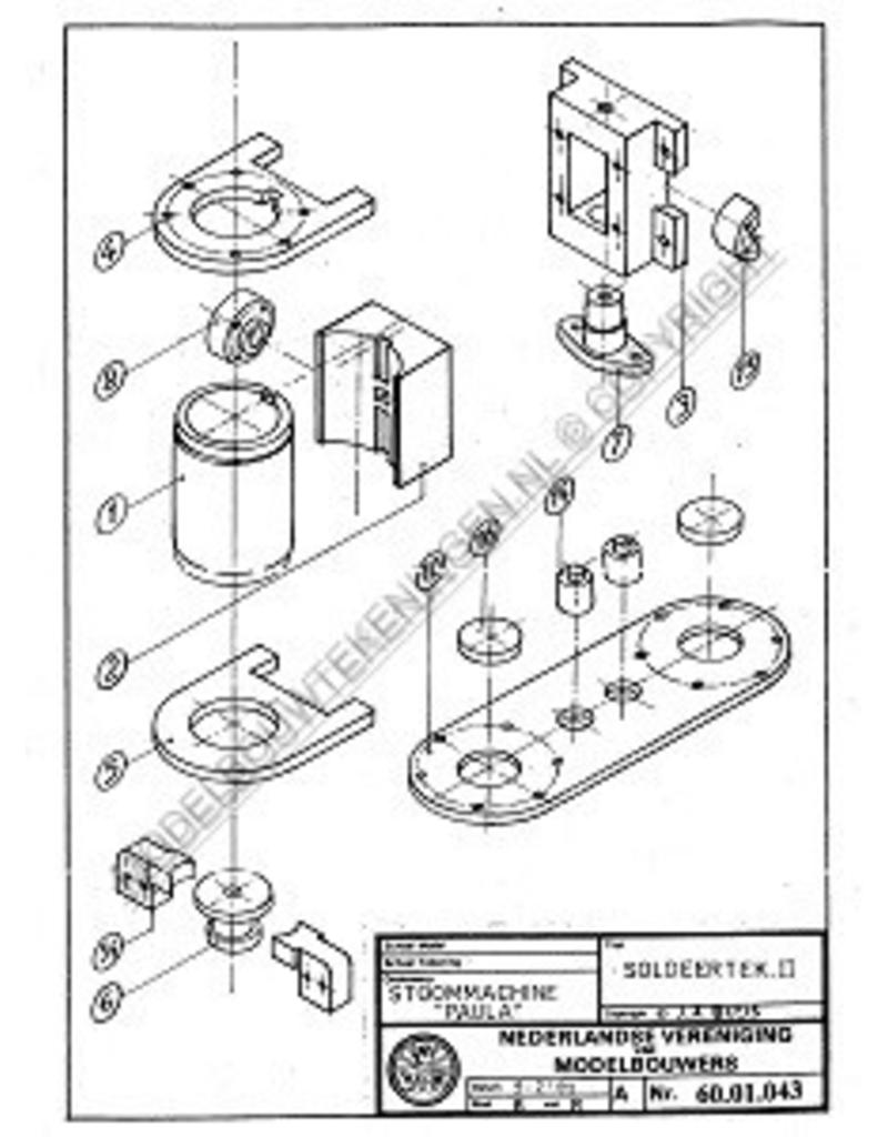 MBT 2-cilinder verticale stoommachine "Paula" - Bouwtekening Schaal 1 : N/A (60.01.043)