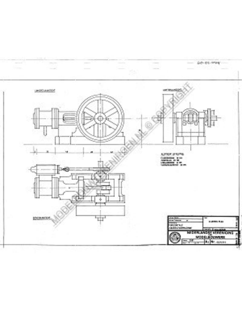MBT 1-Zylinder horizontale Dampfmaschine - Bauzeichnung Maßstab 1 : N/A (60.01.044)