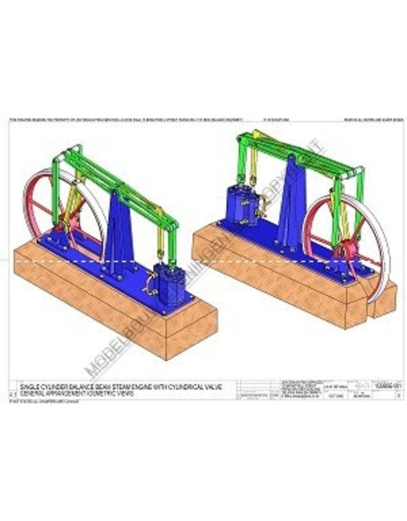 MBT Eencilinder balans stoommachine met cilindrische schuif - Bouwtekening Schaal 1 : N/A (60.01.053/A)
