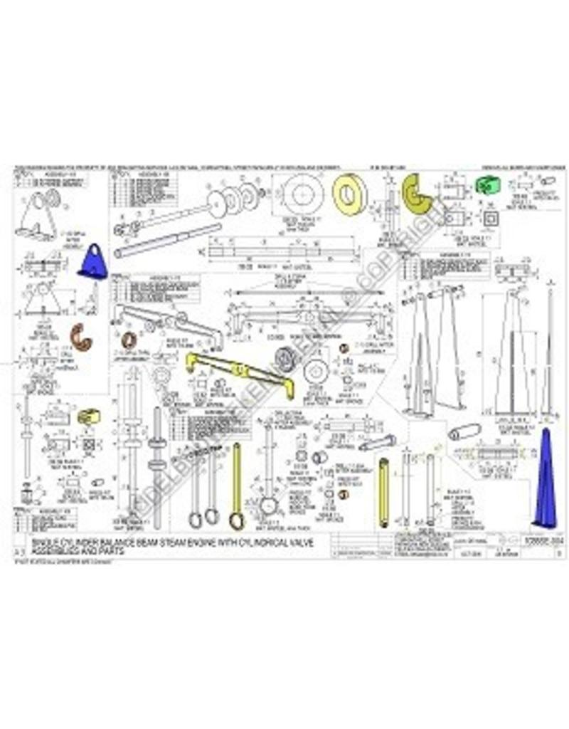 MBT Eencilinder balans stoommachine met cilindrische schuif - Bouwtekening Schaal 1 : N/A (60.01.053/A)