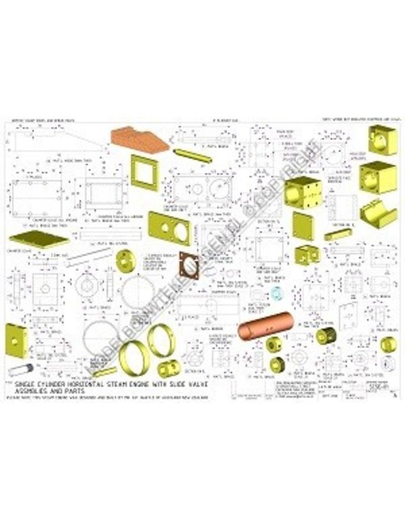MBT CD-1-Zylinder horizontale Dampfmaschine - Bauzeichnung Maßstab 1 : N/A (60.01.055/A)
