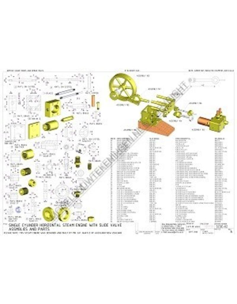 MBT CD-1-Zylinder horizontale Dampfmaschine - Bauzeichnung Maßstab 1 : N/A (60.01.055/A)