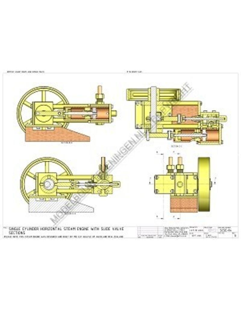 MBT CD-1-Zylinder horizontale Dampfmaschine - Bauzeichnung Maßstab 1 : N/A (60.01.055/A)