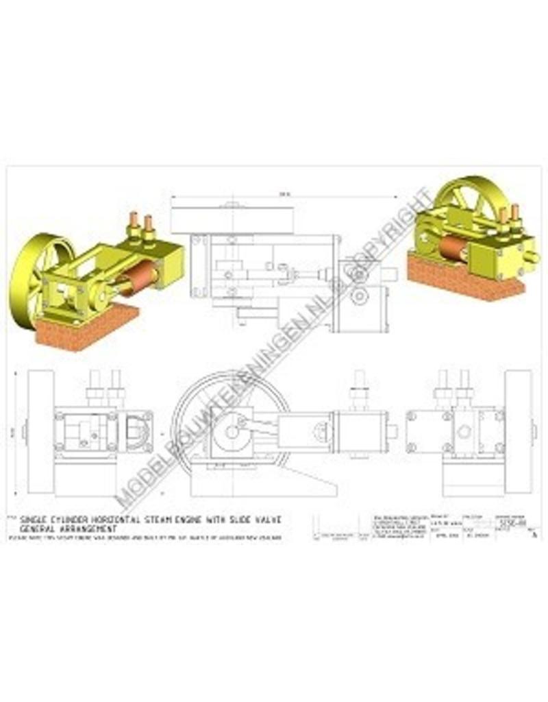 MBT CD-1-Zylinder horizontale Dampfmaschine - Bauzeichnung Maßstab 1 : N/A (60.01.055/A)