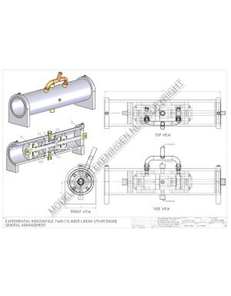 MBT CD - Zweizylinder-Linear-Dampfmaschine - Bauzeichnung Maßstab 1 : N/A (60.01.058)