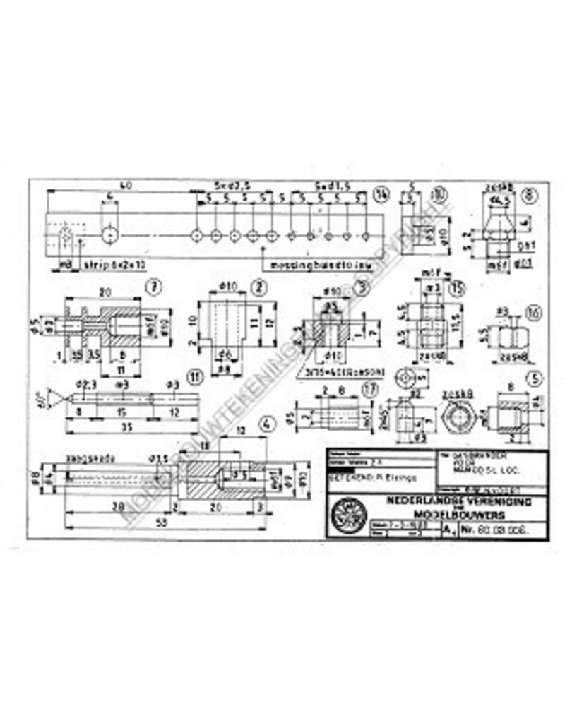MBT Gasbrander voor Mamod stoomlocomotief - Bouwtekening Schaal 1 : N/A (60.03.006)