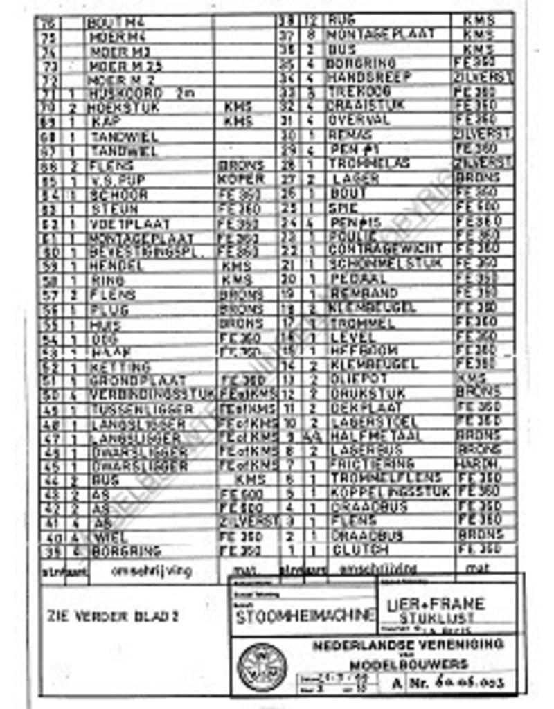 MBT Stoomheimachine - Bouwtekening Schaal 1 : 8 (60.06.003)