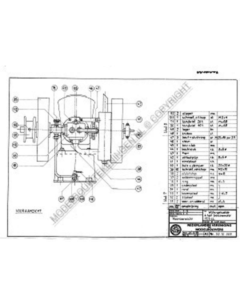 MBT Watergekoelde 4-tact-motor 17,5 cc vrij naar "Lister" - Bouwtekening Schaal 1 : N/A (60.10.005)