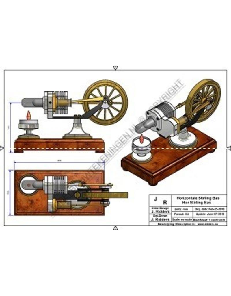 MBT Horizontale eencilinder Stirlingmotor "Bas" - Bouwtekening Schaal 1 : XX (60.12.024)