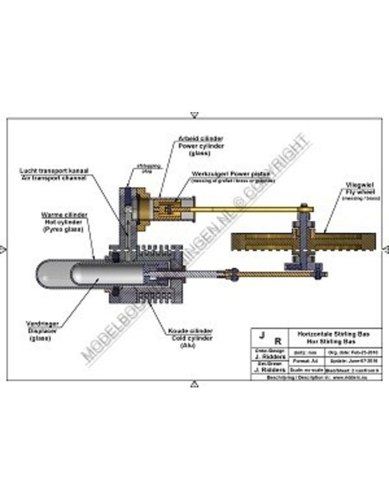 MBT Horizontale eencilinder Stirlingmotor "Bas" - Bouwtekening Schaal 1 : XX (60.12.024)