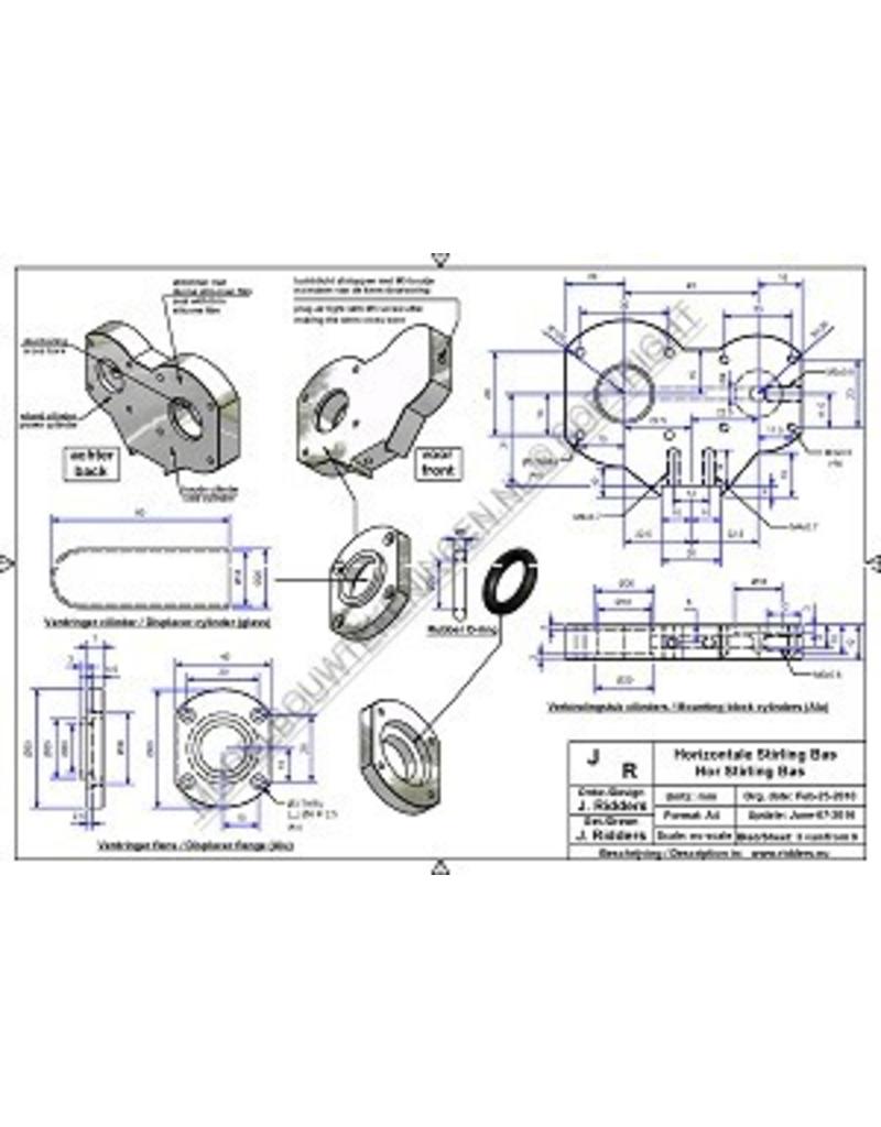 MBT Horizontale eencilinder Stirlingmotor "Bas" - Bouwtekening Schaal 1 : XX (60.12.024)