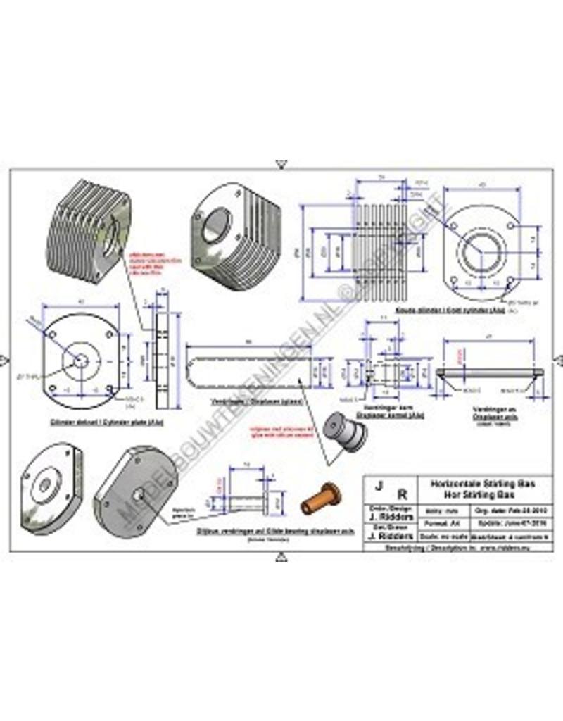 MBT Horizontale eencilinder Stirlingmotor "Bas" - Bouwtekening Schaal 1 : XX (60.12.024)
